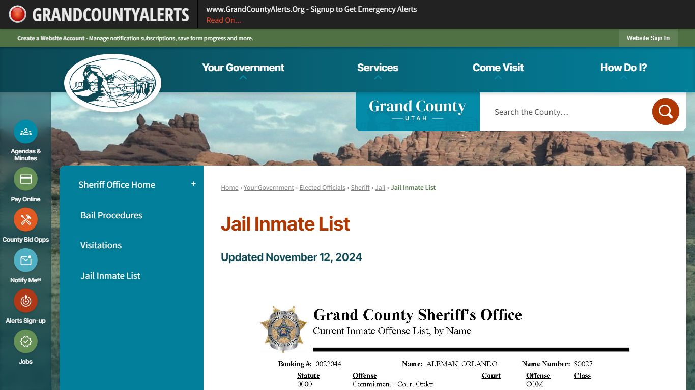 Jail Inmate List | Grand County, UT - Official Website