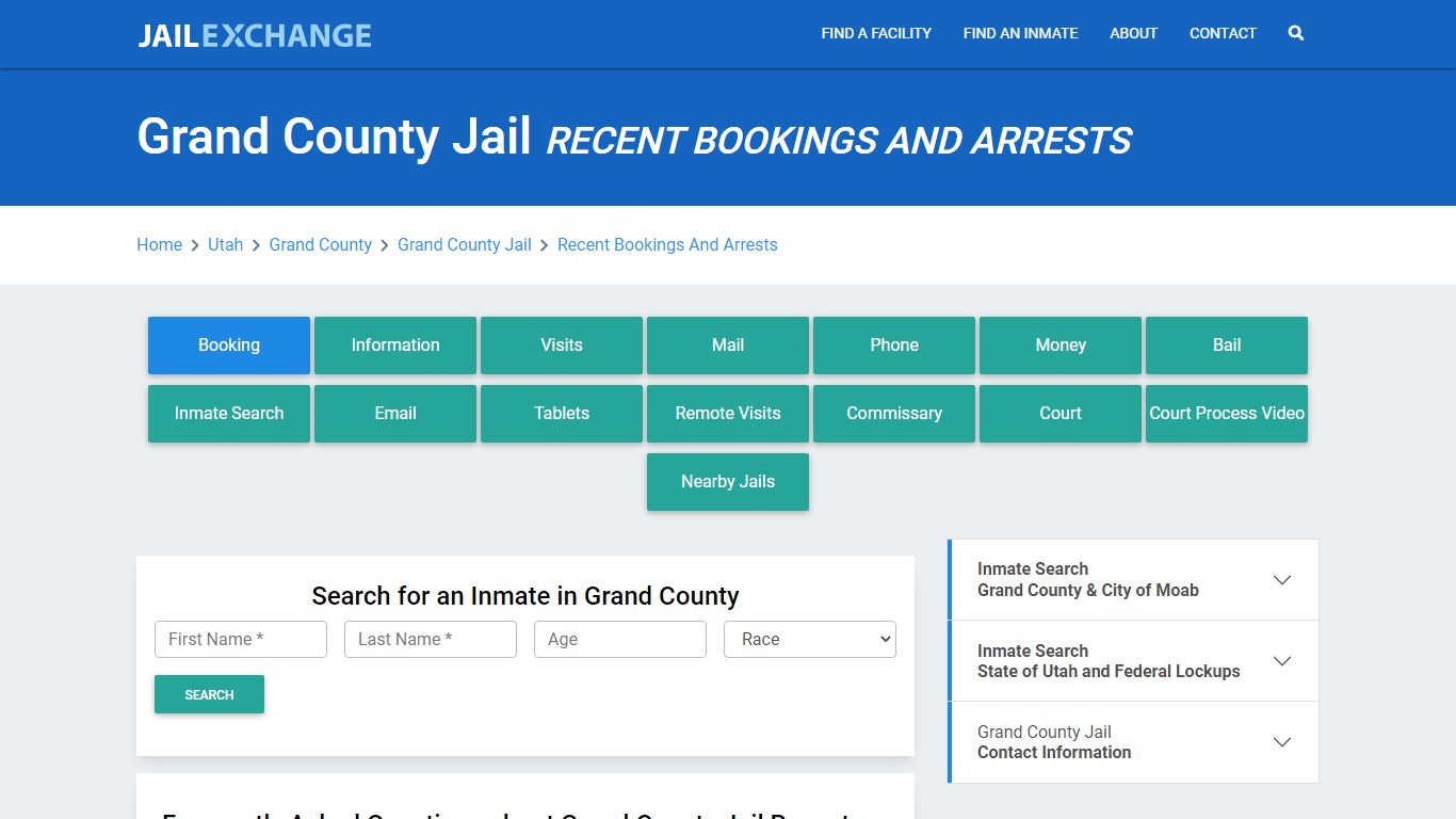 Grand County Jail Recent Bookings And Arrests - Jail Exchange